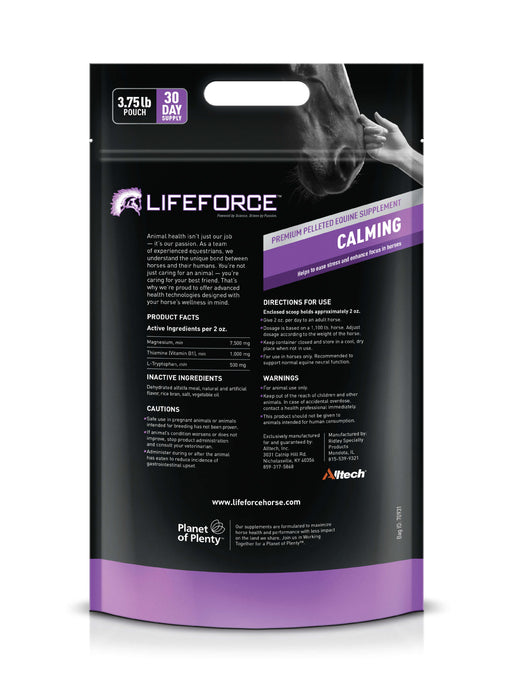 Lifeforce Calming supplement back of pouch