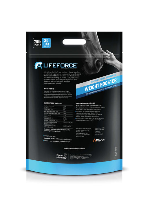 Lifeforce Weight Booster supplement back of pouch