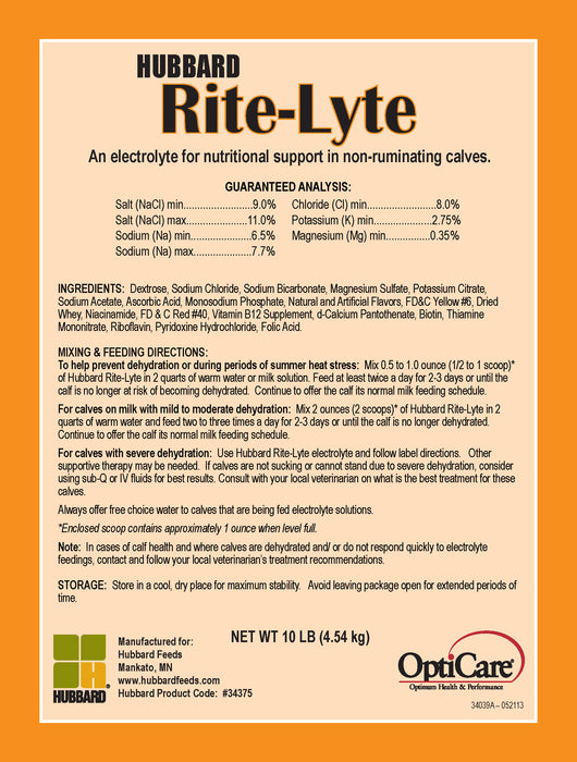 Electrolytes Supplement for Calves - Hubbard Rite-Lyte