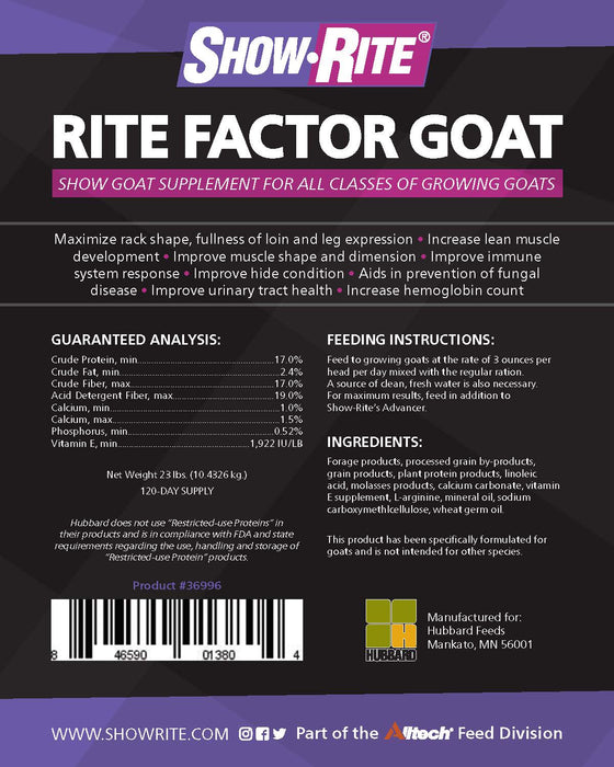 Show Goat Supplement Label